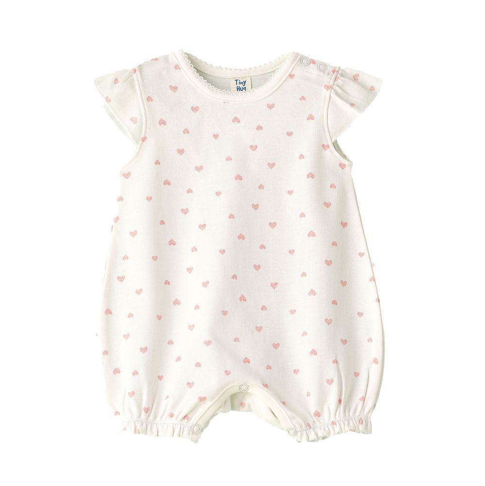 Tiny Hug - Baby Girl Heart Printed Romper - White