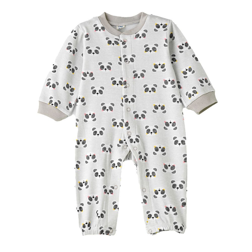 Tiny Hug - Baby Boy Panda Onesie - Grey