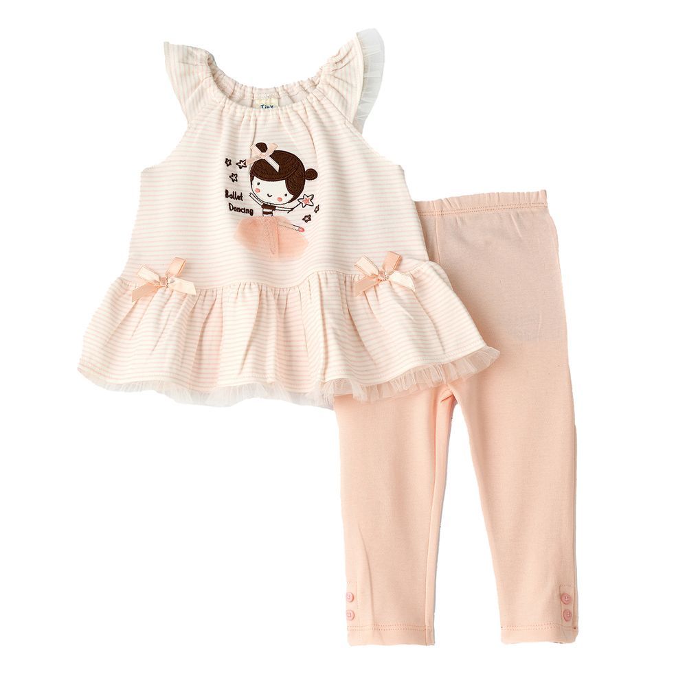 Tiny Hug - Baby Girl Ballerina Blouse & Legging Set - Pink