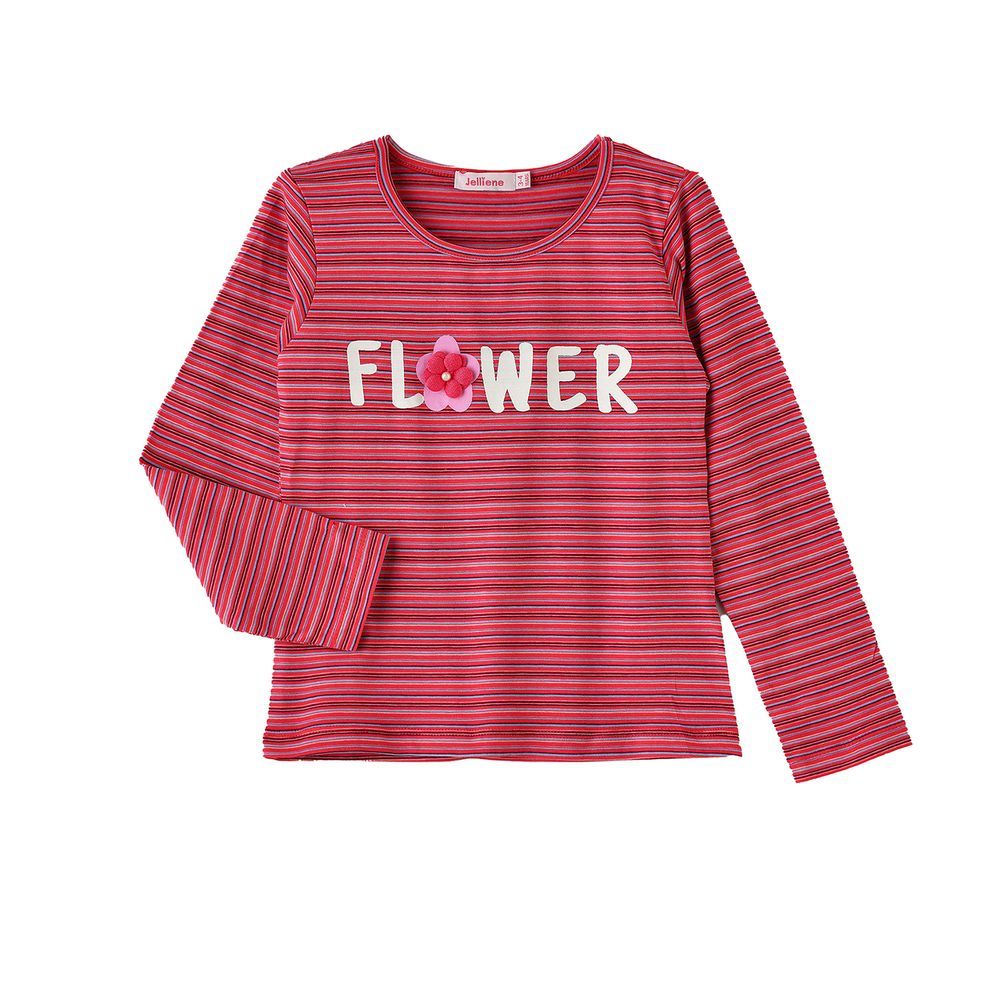 Jelliene - Girls' Striped Long Sleeves Top - Red