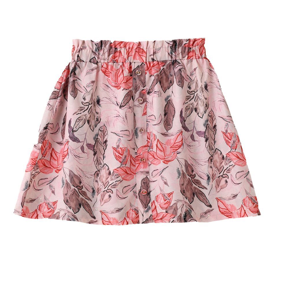 Jelliene - Girls Floral Button Skirt - Pink