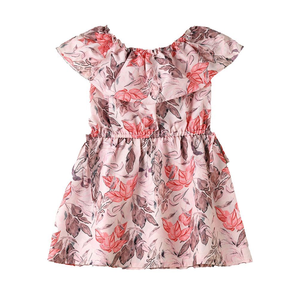 Jelliene - Girls Floral Off-Shoulder Dress - Pink