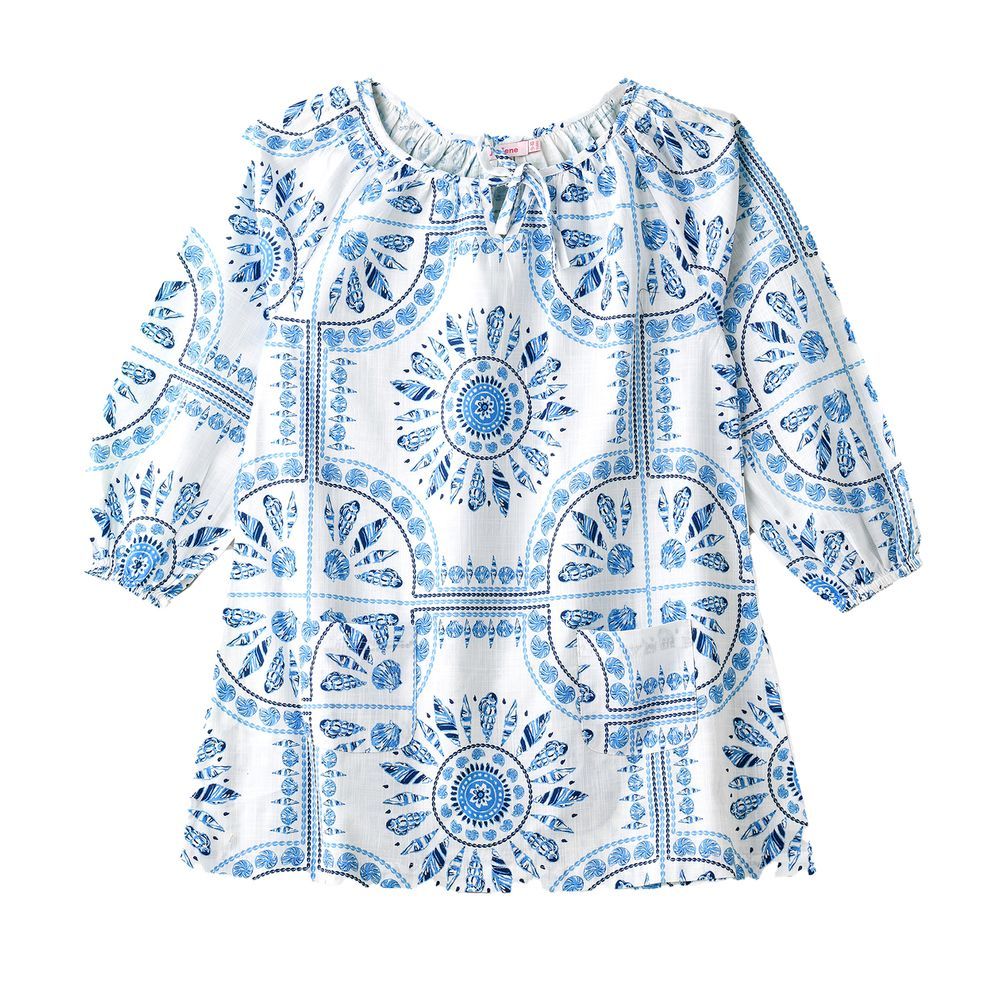 Jelliene - Girl's Geometric Pattern Top - Blue