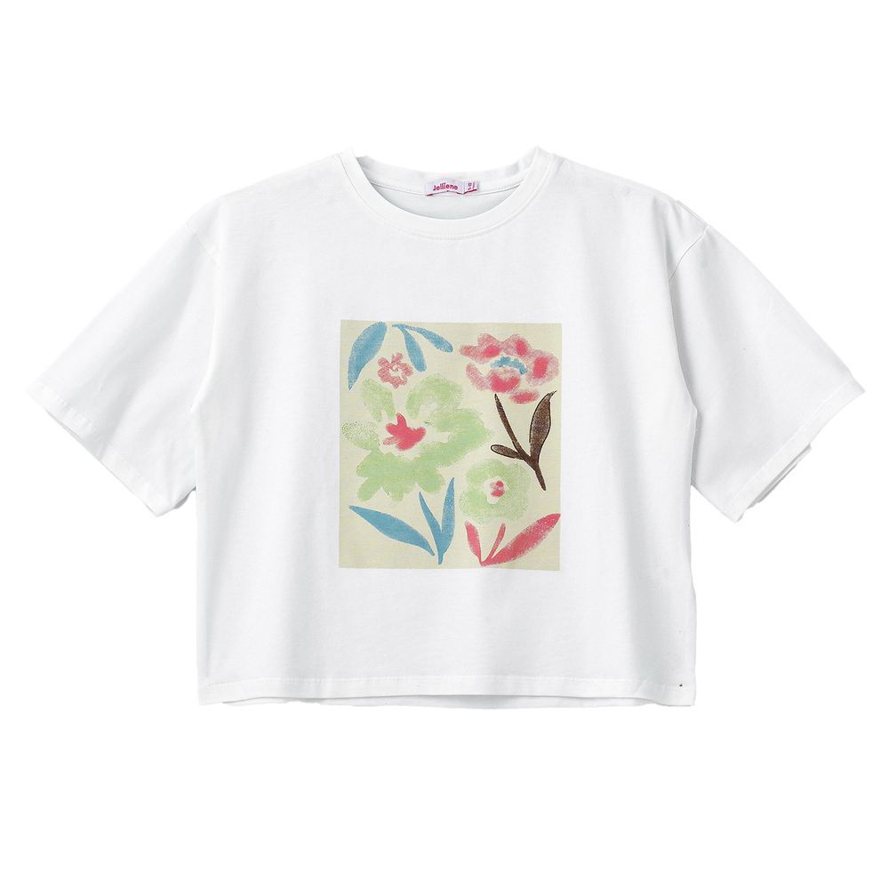 Jelliene - Girls' Floral Print T-Shirt - White