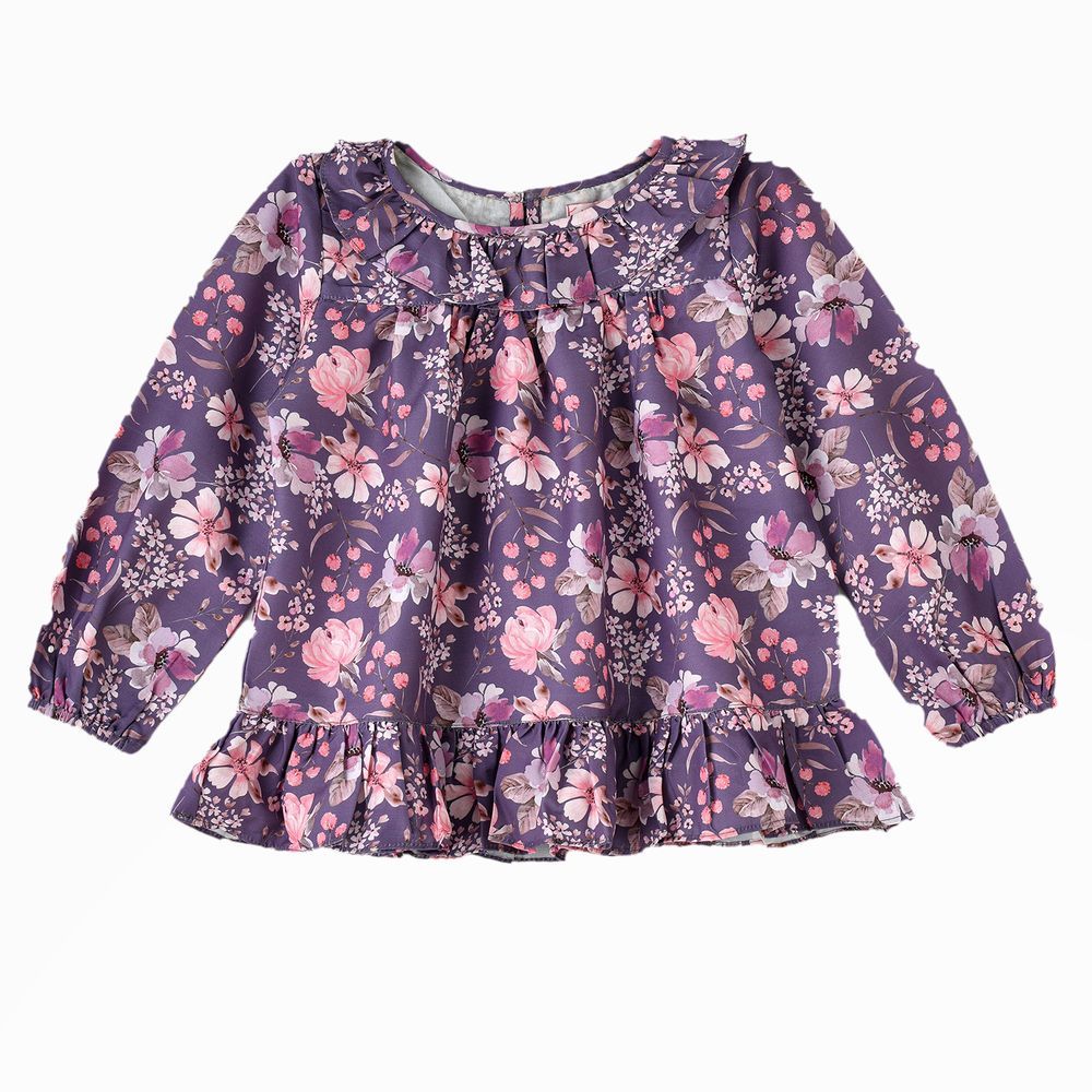 Jelliene - Girl's Breathable Viscose Woven Blouse - Purple