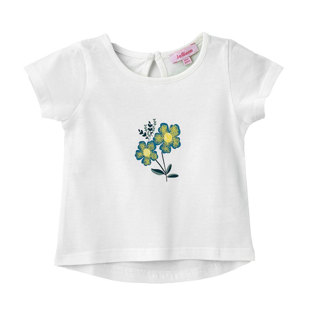 Jelliene - Infant Girl's Embroidered Floral Cotton Top - White