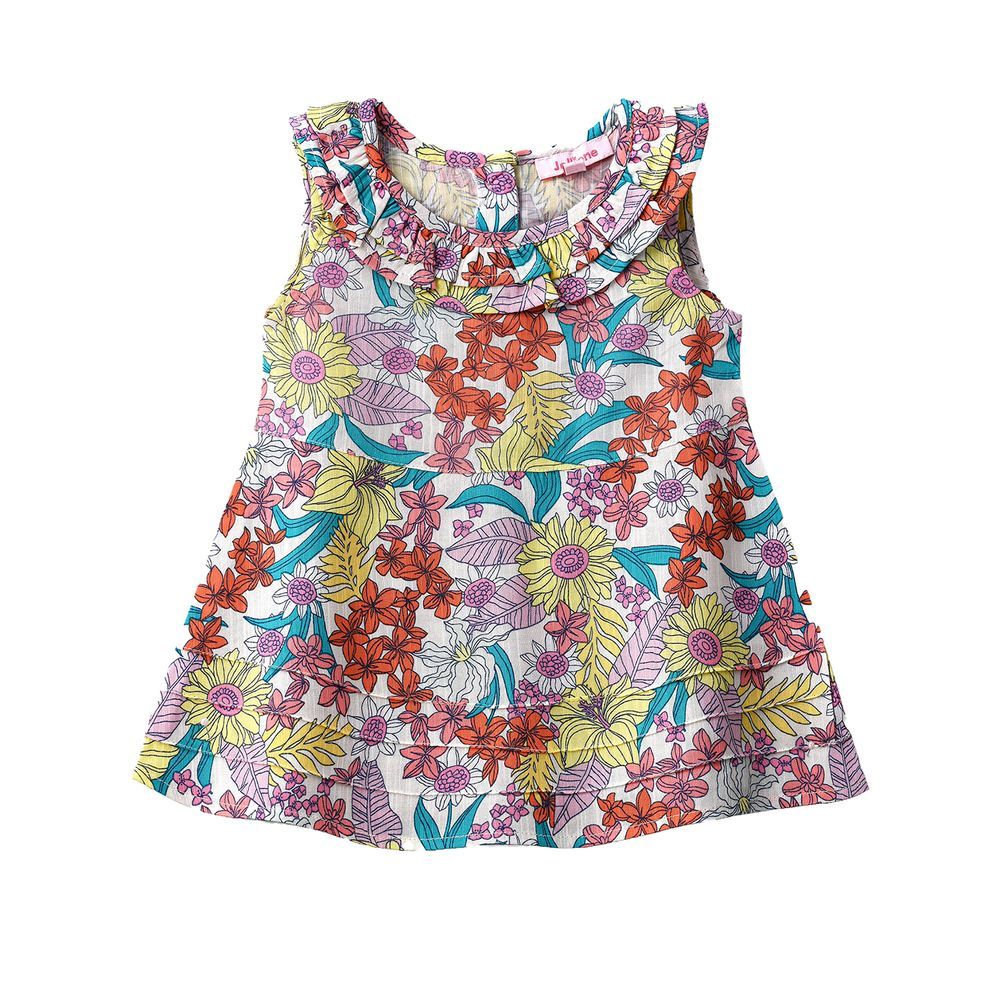 Jelliene - Tropical Floral Viscose Sleeveless Top For Infant Girls