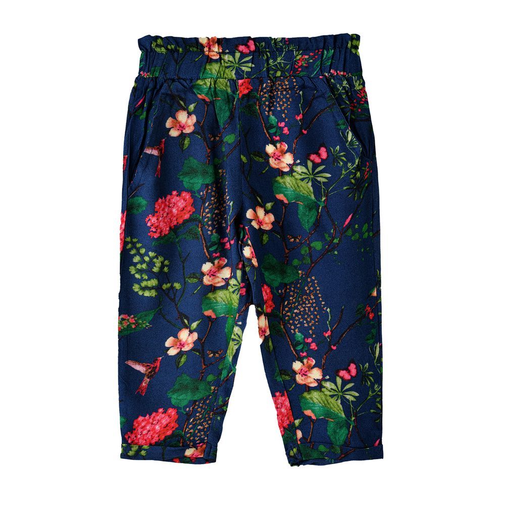 Jelliene - Girls' Floral Print Elastic Waist Pants