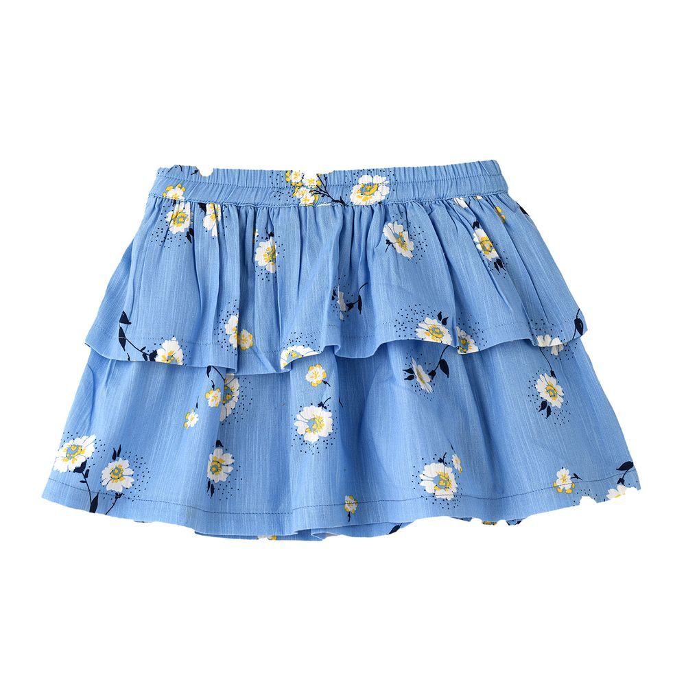 Jelliene - Girl's Floral Printed Skirt - Blue