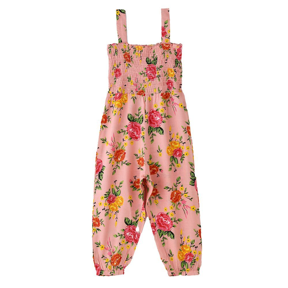 Jelliene - Girl's Floral Sleeveless Jumpsuit - Pink