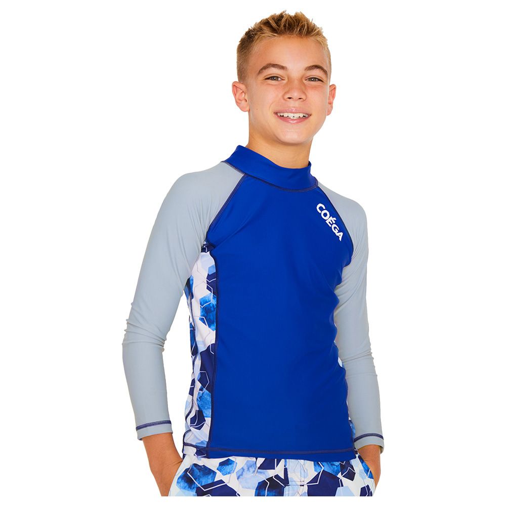 Coega Sunwear - Boys Youth Long Sleeves Rashguard - Navy Watercolor