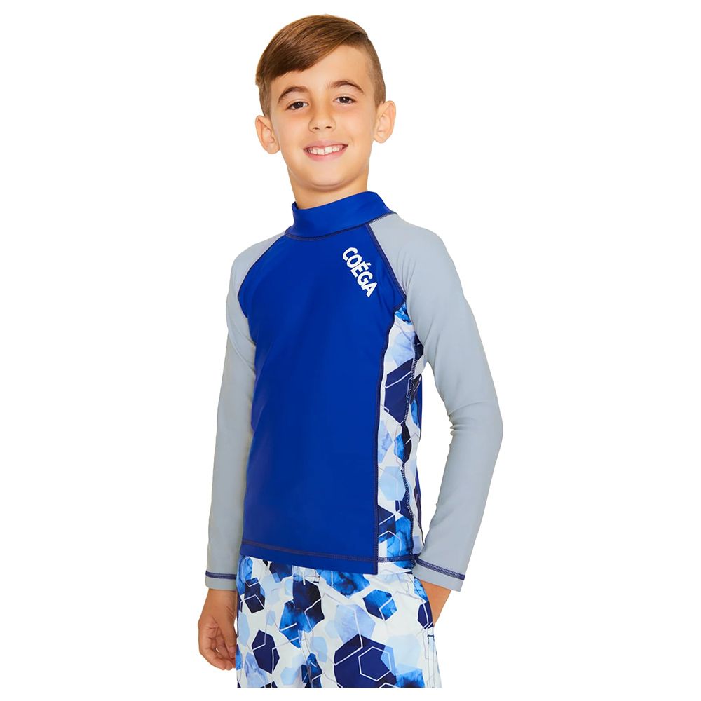 Coega Sunwear - Boys Kids Long Sleeves Rashguard - Navy Watercolor