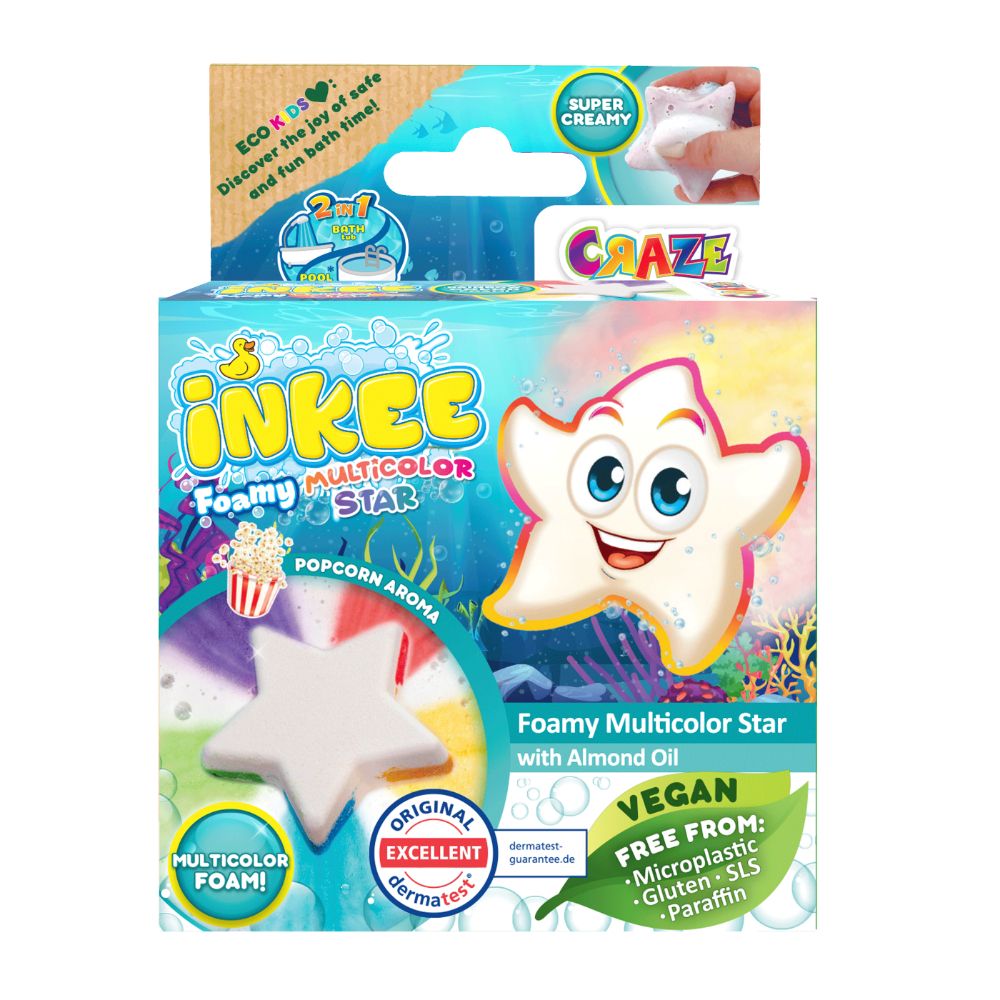 Craze - Inkee Foamy Star Bath Bomb With Almond Oil & Playful Popcorn Aroma