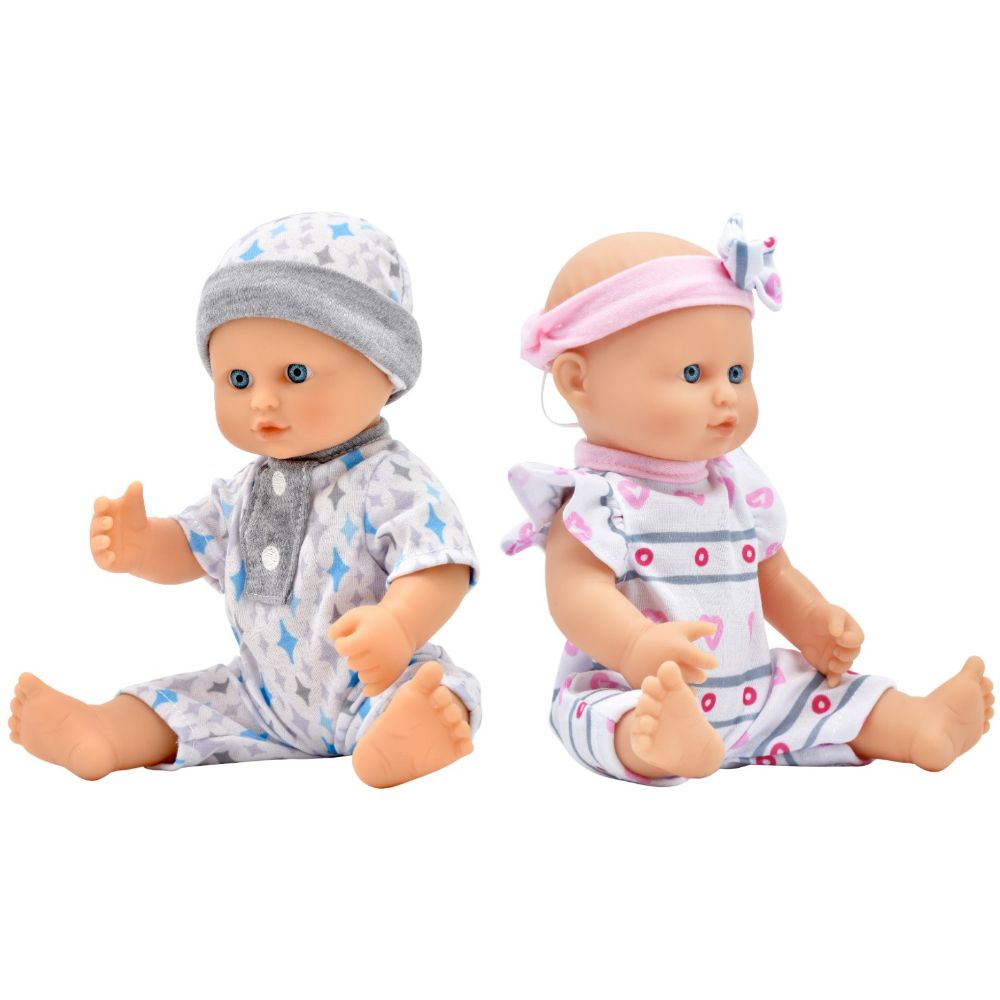 Dollsworld - Little Poppets Deluxe Twin Bathable Vinyl Doll - 2 Pcs - 10-Inch