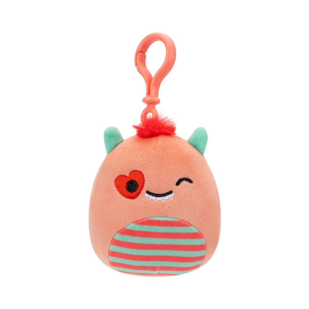 Squishmallows - Little Plush - Clip-On - Willett - Peach Monster w/Striped Belly and Heart Eye 3.5"