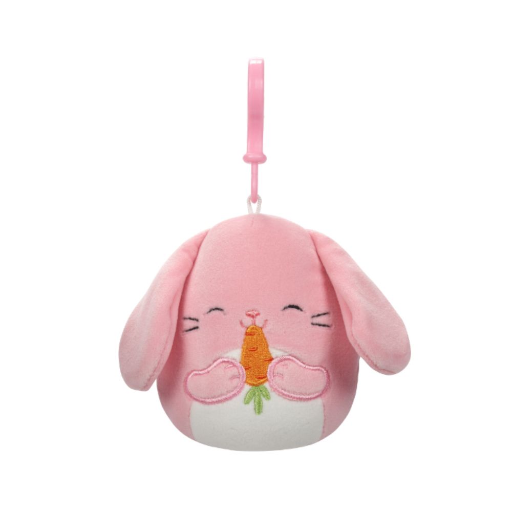 Squishmallows - Bop The Bunny With Carrot Clip-On Plush Toy - 9cm - Pink