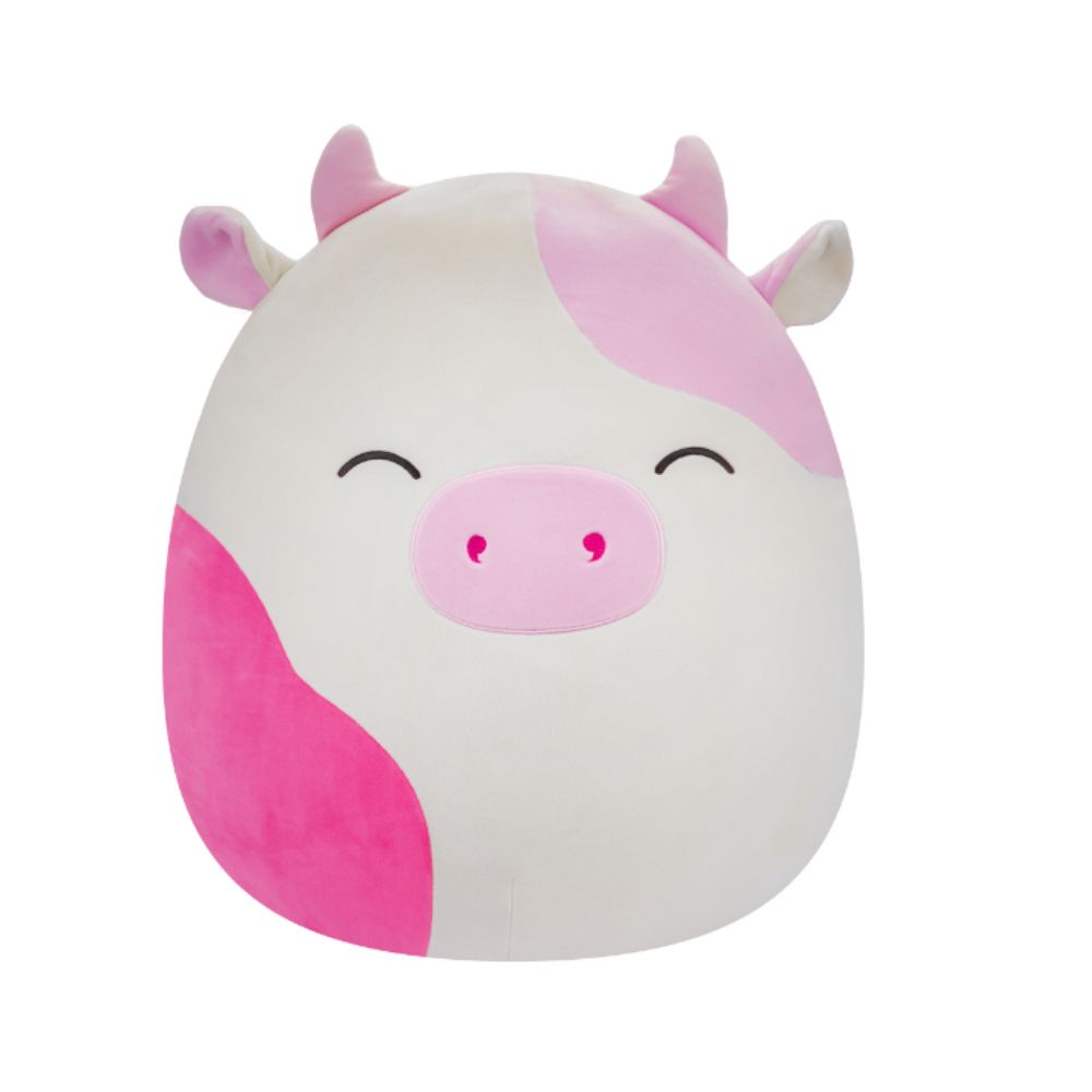 Squishmallows - Caedyn Spotted Cow With Closed Eyes Plush Toy - 40cm - Pink