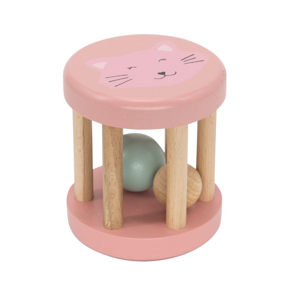 Trixie - Wooden Rolling Rattle - Mrs. Cat - Pink