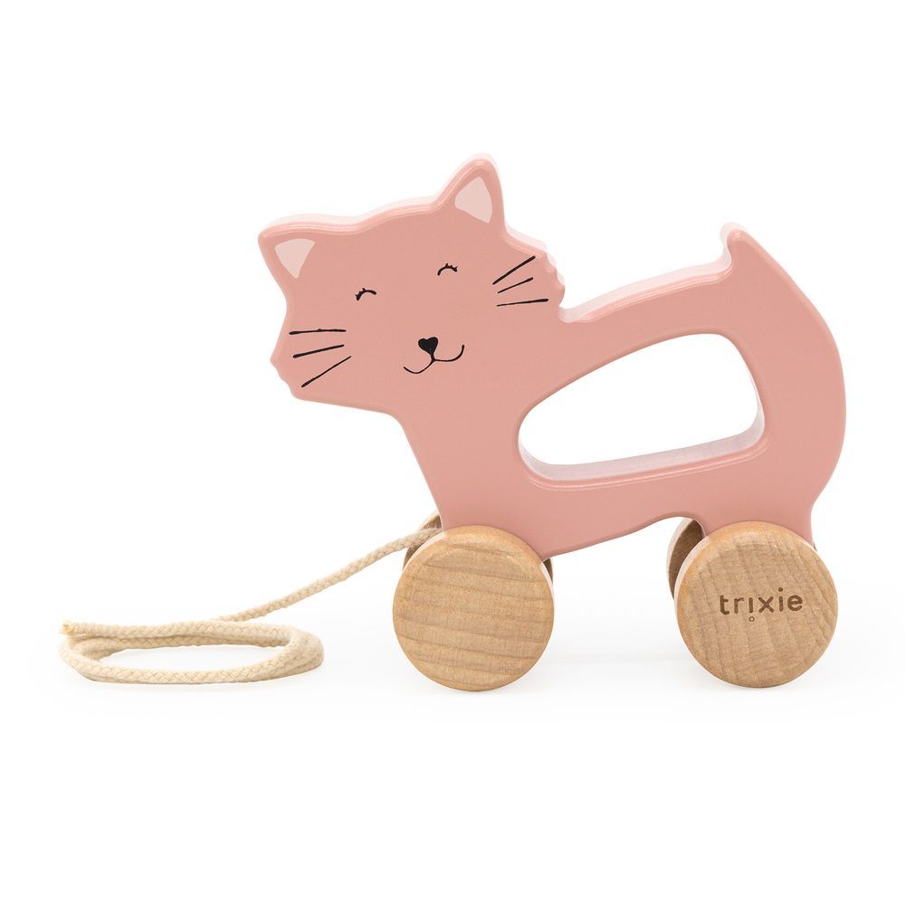 Trixie - Wooden Pull Along Toy - Mrs. Cat - Pink