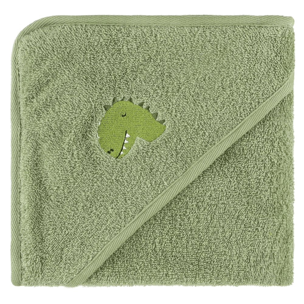 Trixie - Hooded Towel - Green - Dino - Small