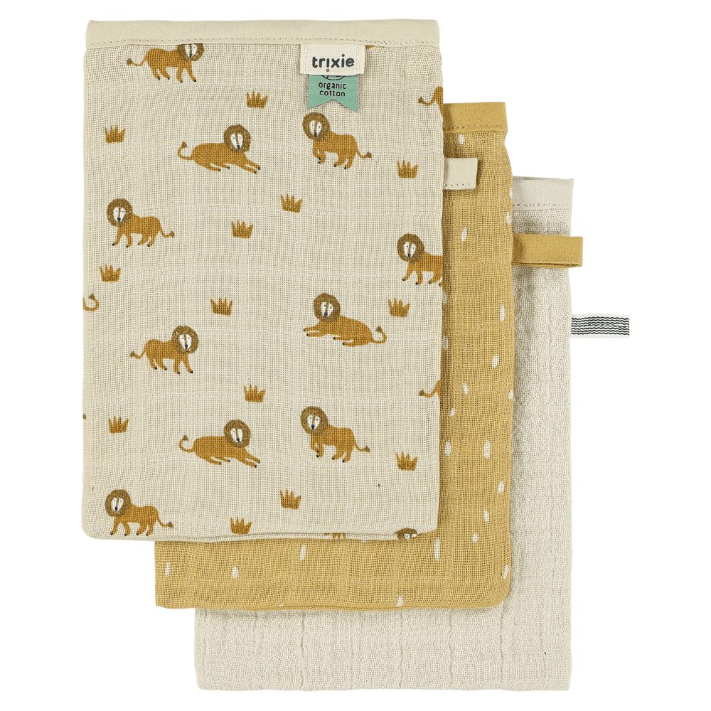 Trixie - Muslin Washcloth Set - Lively Lion - 3 Pcs