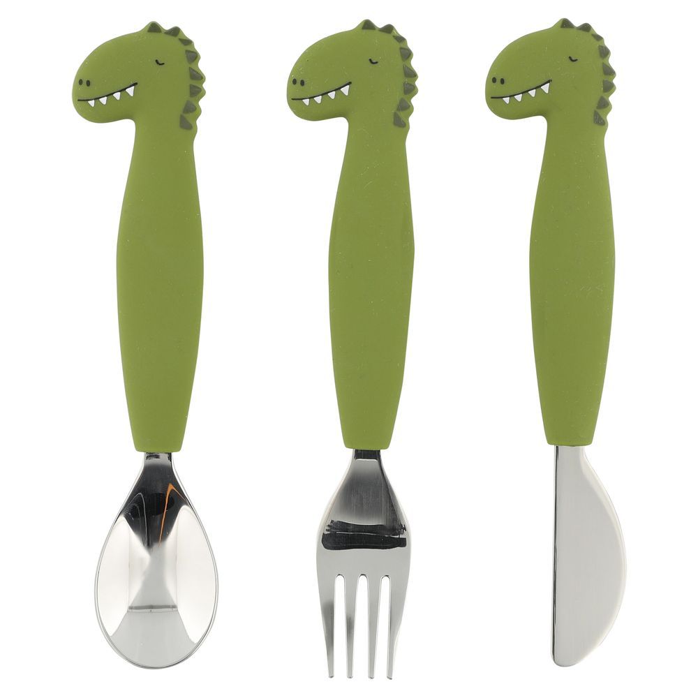 Trixie - Stainless Steel Cutlery Set W/Silicone Handle - Mr. Dino