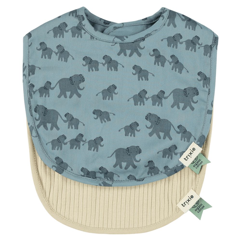 Trixie - Enchanting Elephant & Cream Newborn Bibs - Pack of 2