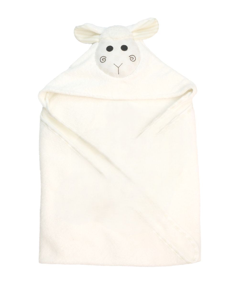 Zoocchini - Baby Hooded Towel - Lucky The Lamb - White