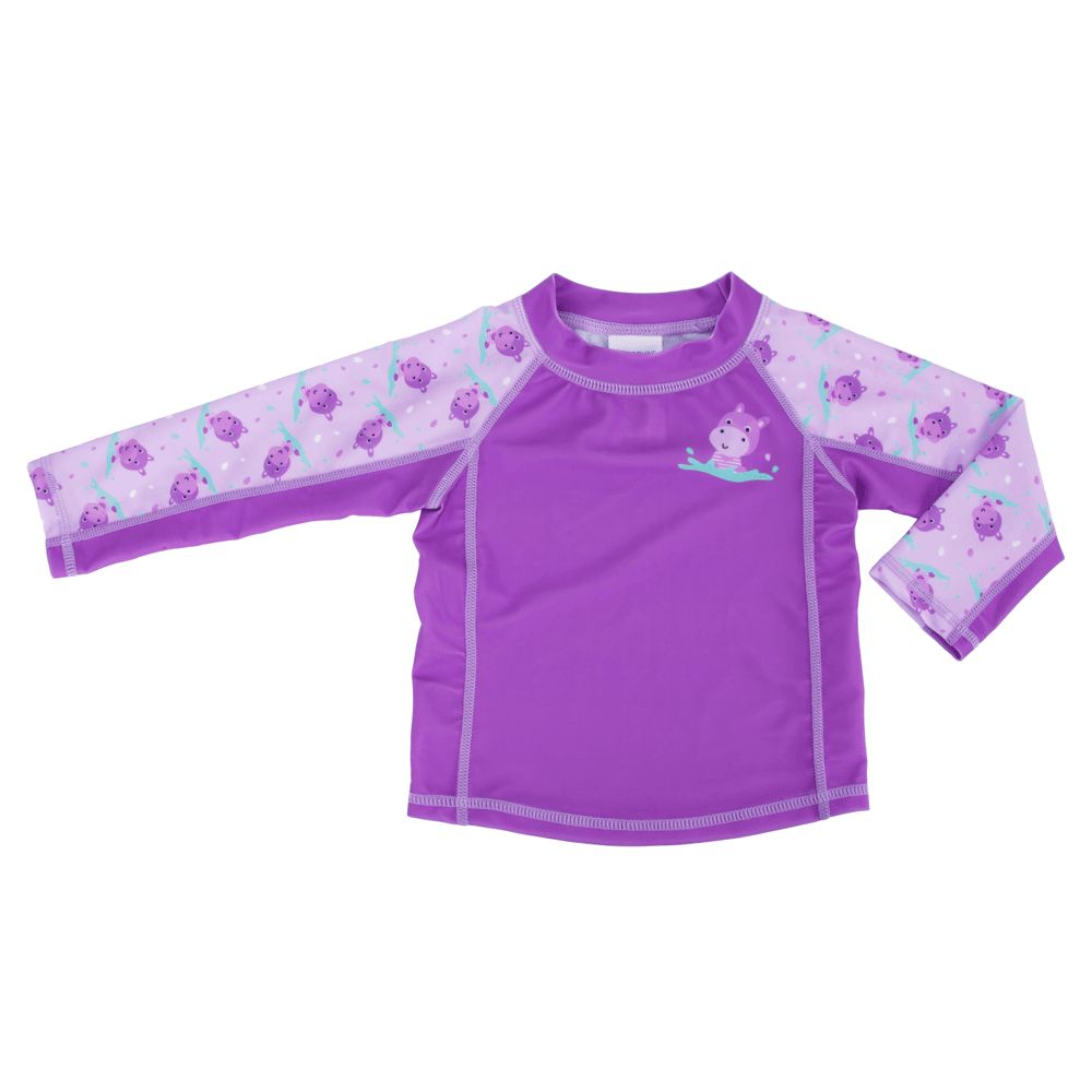 Zoocchini - Baby Rash Guard Long Sleeved Swim Top - Hippo