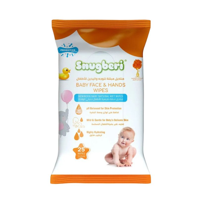 Snugberi - Probiotics Baby Face And Hand Wipes - 25's