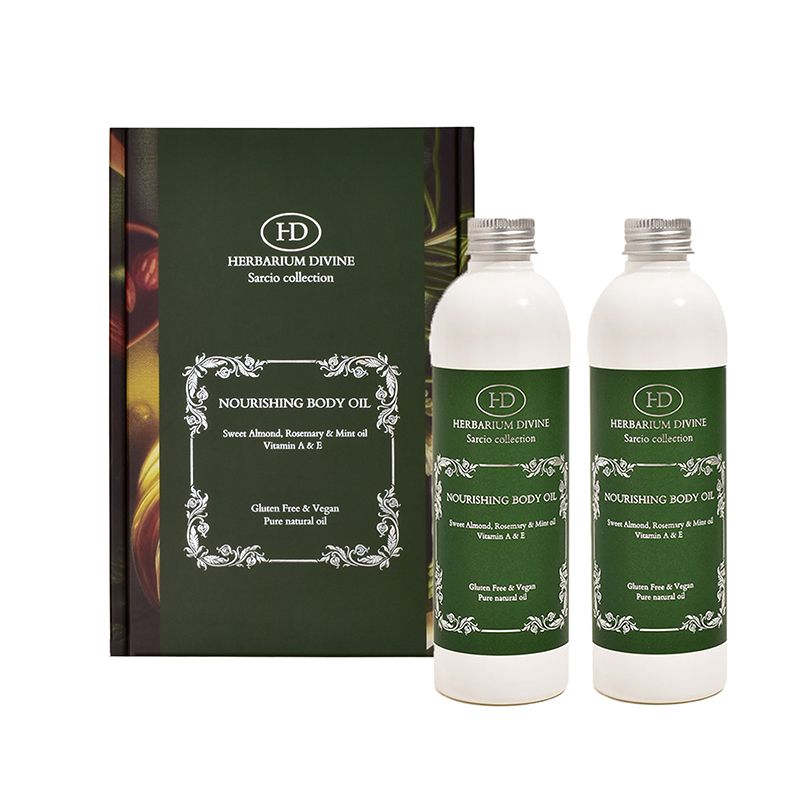 Herbarium Divine - Sarcio Gift Box Nourishing Body Oil With Sweet Almond, Rosemary & Mint Oil, Vitamin A & E 250ml