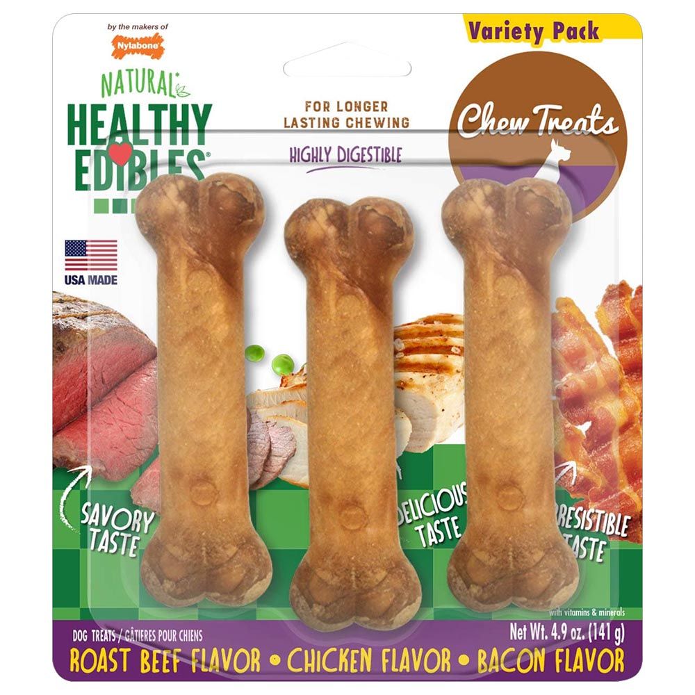 Nylabone - Chew Treats - Roast Beef, Chicken, Bacon - 141 g - 3pcs