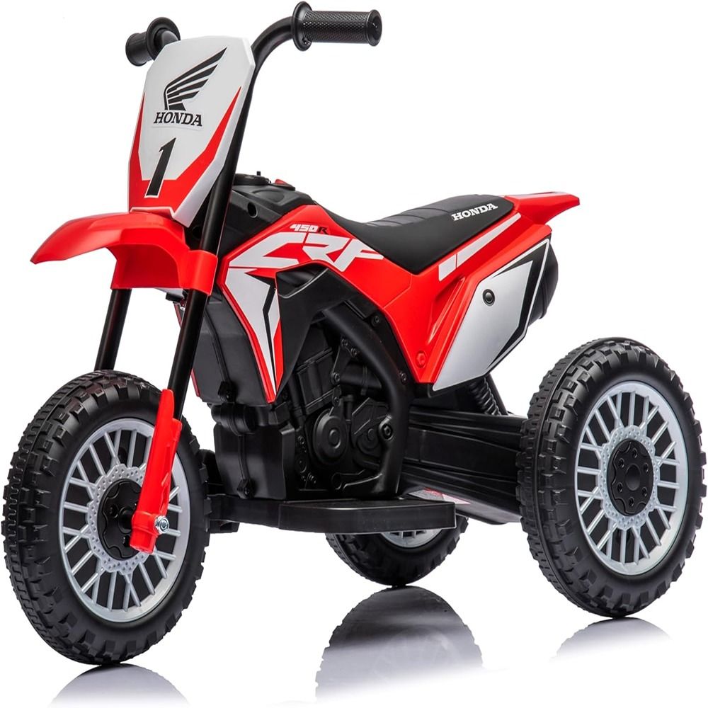 FACTUAL TOYS - Battery Operated Power Riding Kids Motorcycle - Three Wheel Ride-on - 6V - Red