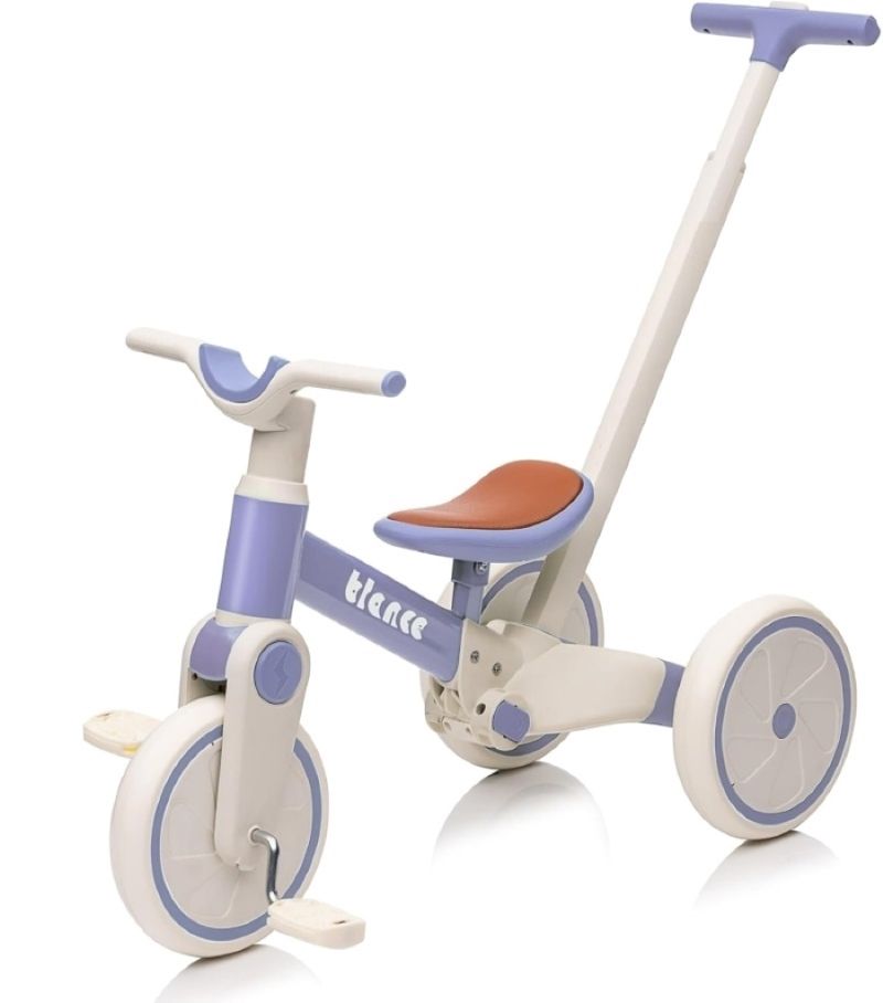 Factual Toys - 3 In 1 Toddler Balance Tricycle With Removable Pedal, Adjustable Pushrod Length, Perfect Gift For Boys & Girls - Violet