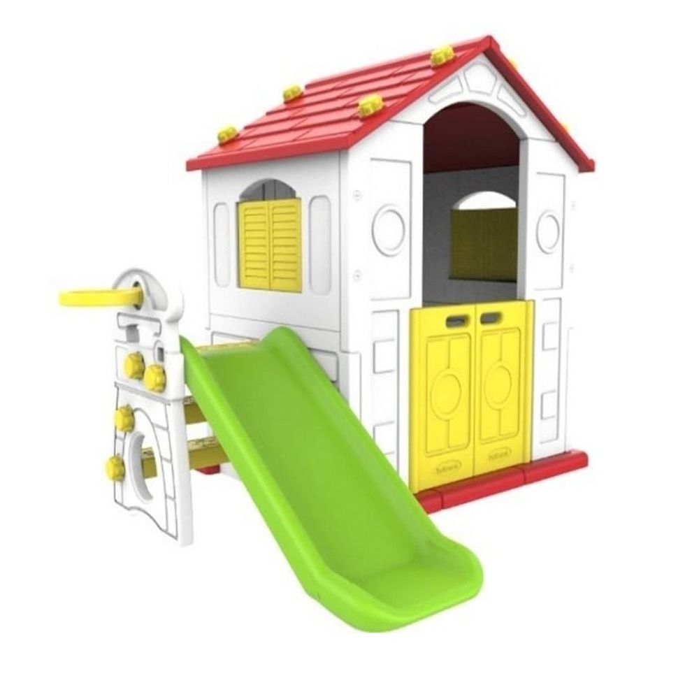 FACTUAL TOYS - Sunshine Playhouse With Slide & Hoops