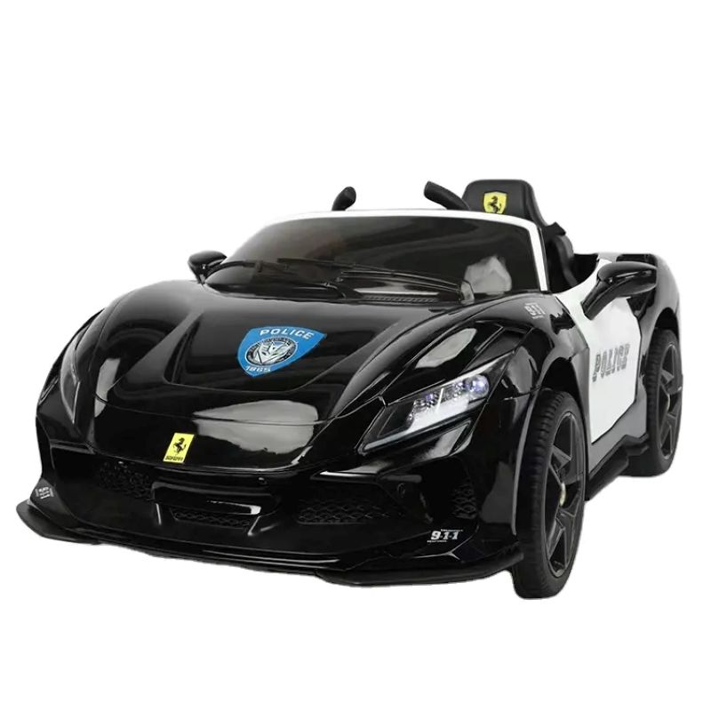 Factual Toys - Ferrari F8 Tributo Kids Electric Ride-On Police Car 12V - Black