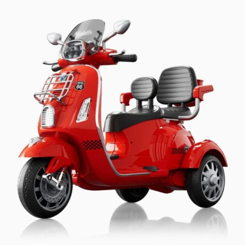 Factual Toys - Battery Operated Kids Dual Seat Ride-On Bike - 12V - Red