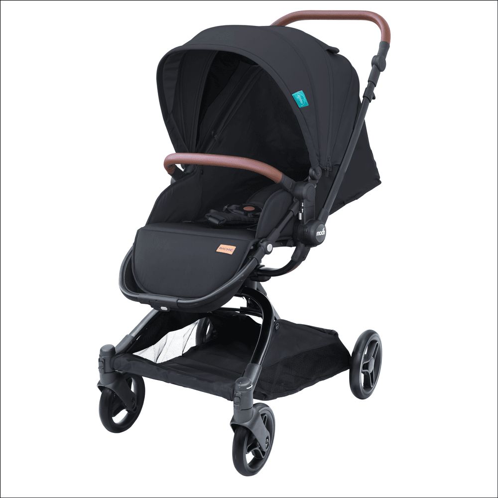 Moon- 360° Rotating Handle Riche Advanced Baby Stroller - Black