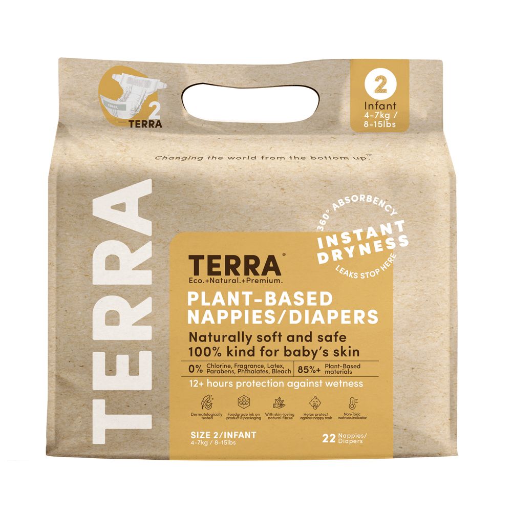 Terra Gentle - Plant-Based Diapers - Size 2 - 4-7 kg - 22 Pcs