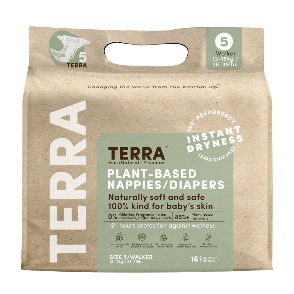 Terra Gentle - Plant-Based Diapers - Size 5 - 13-18 kg - 16 Pcs