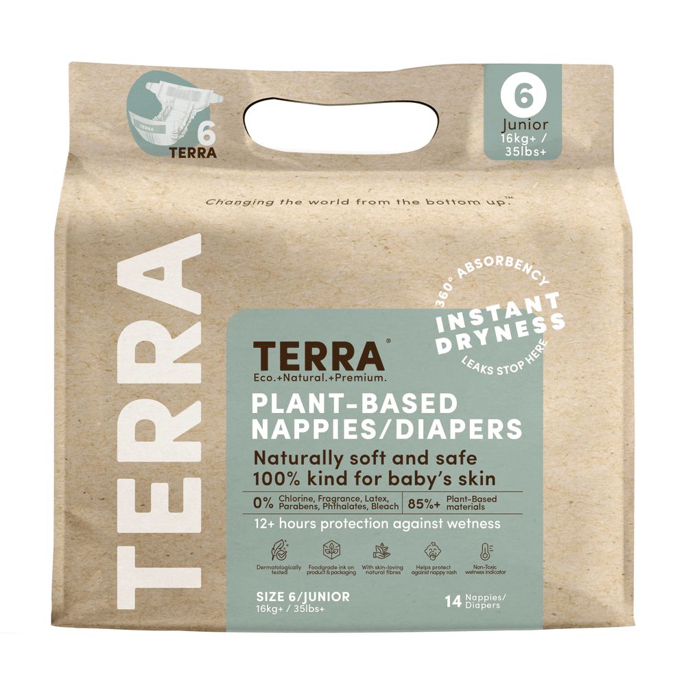 Terra Gentle - Plant-Based Diapers - Size 6 - 16 kg Plus - 14 Pcs