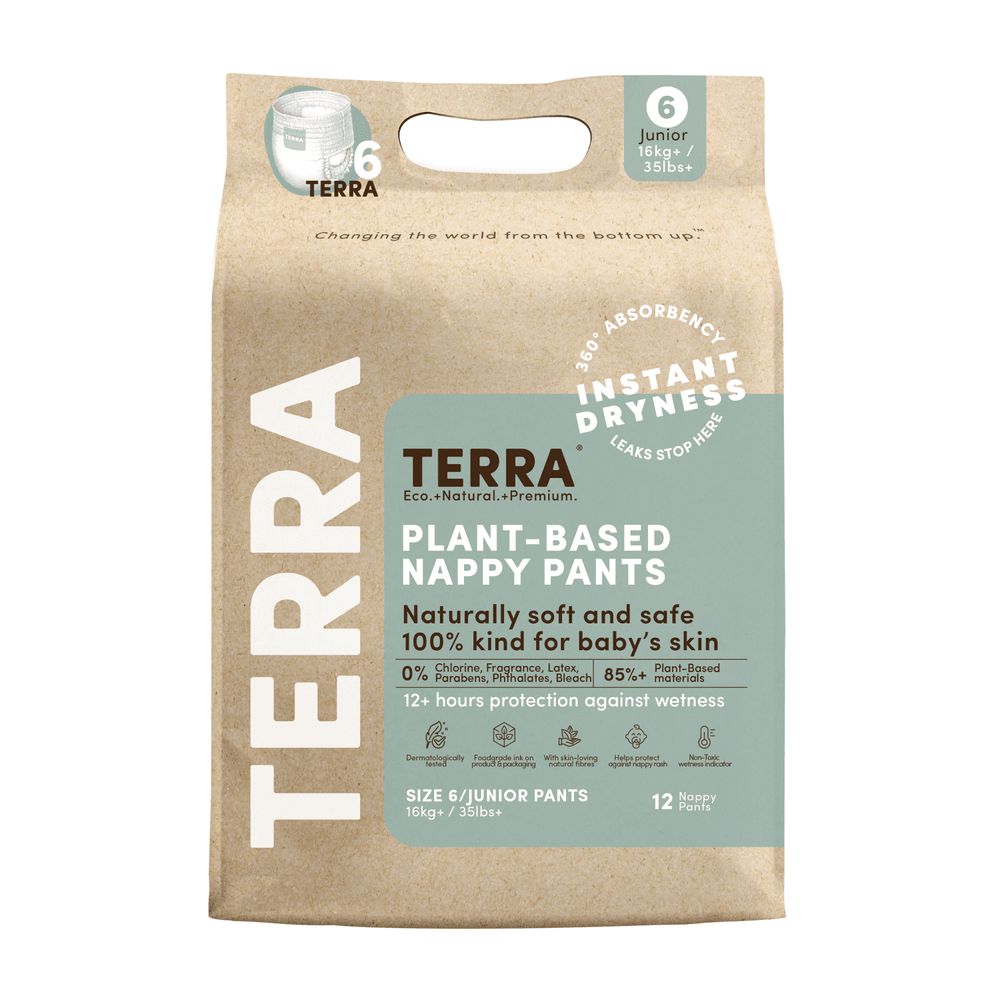 Terra Gentle - Plant-Based Nappy Pants - Size 6 - 16 kg Plus - 12 Pcs