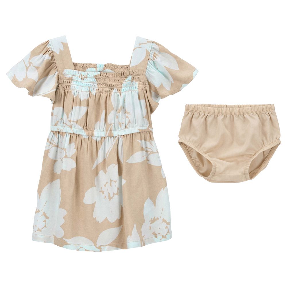 Carters - Floral Print Lenzing Ecovero Dress And Bloomer - Tan