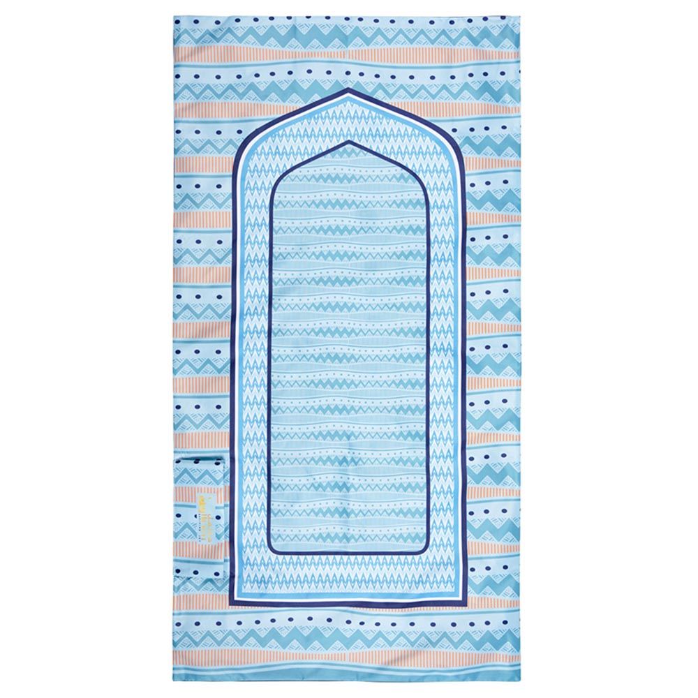 HilalFul - Salah On The Go Prayer Mat - Turquoise Zigzag