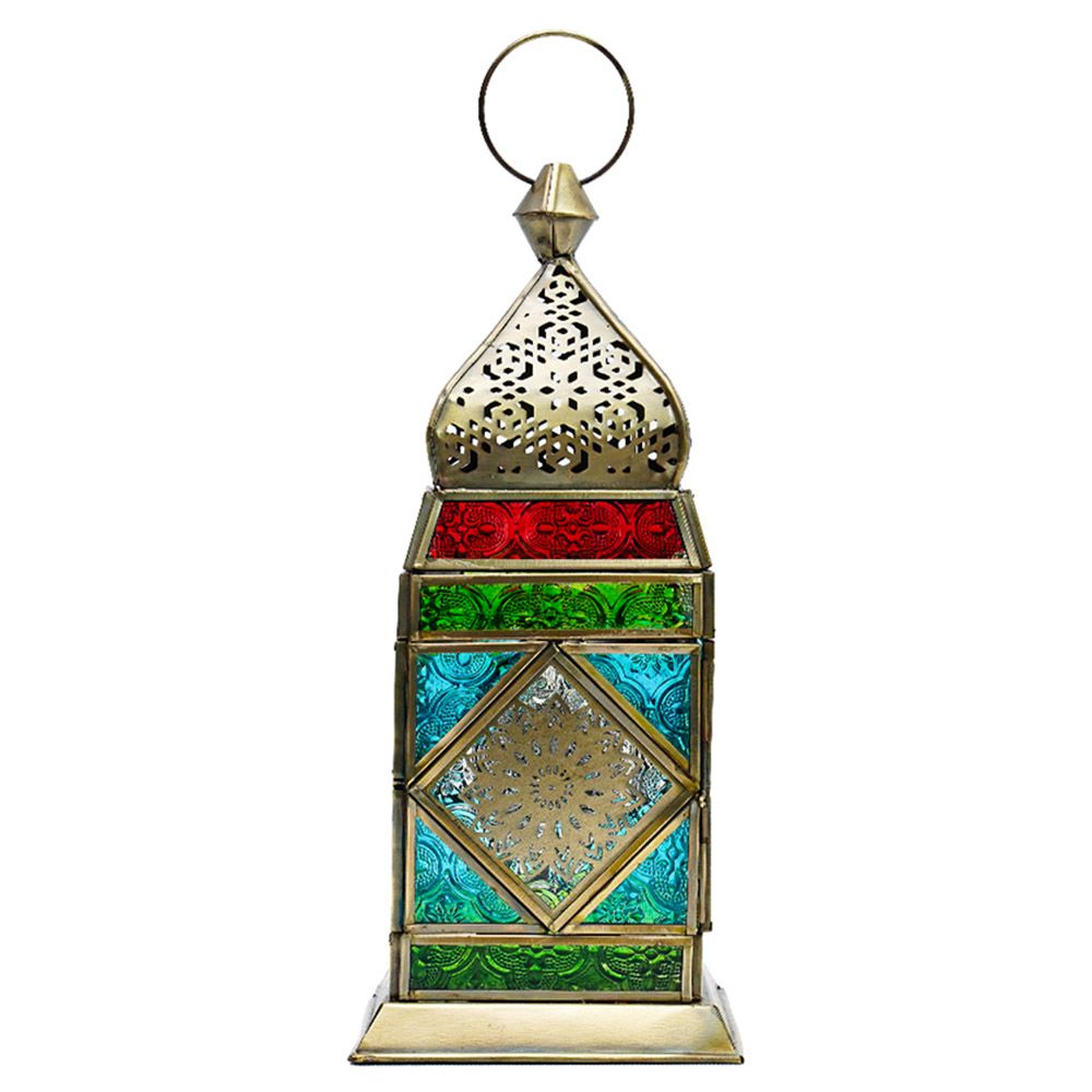 HilalFul - Multicoloured Cairo Brass Antique Glass Lantern