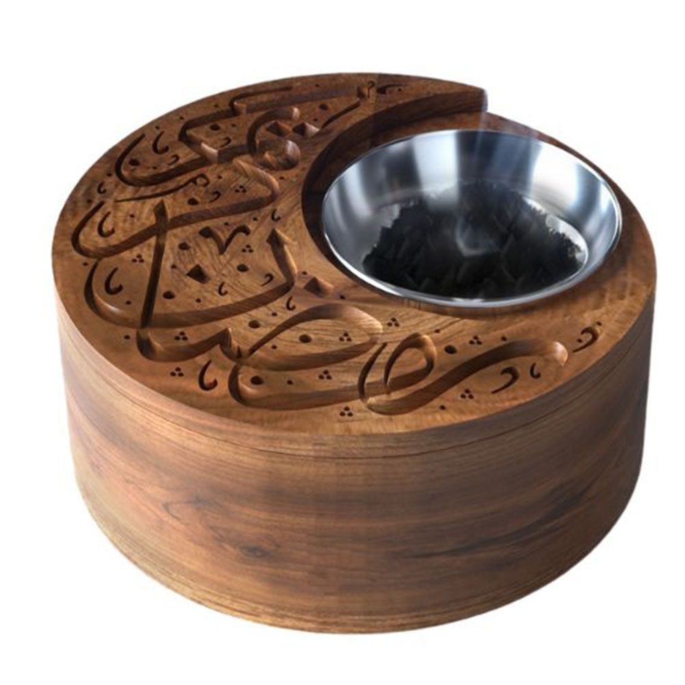 HilalFul - Ramadan Wooden Crescent Incense Burner - Brown