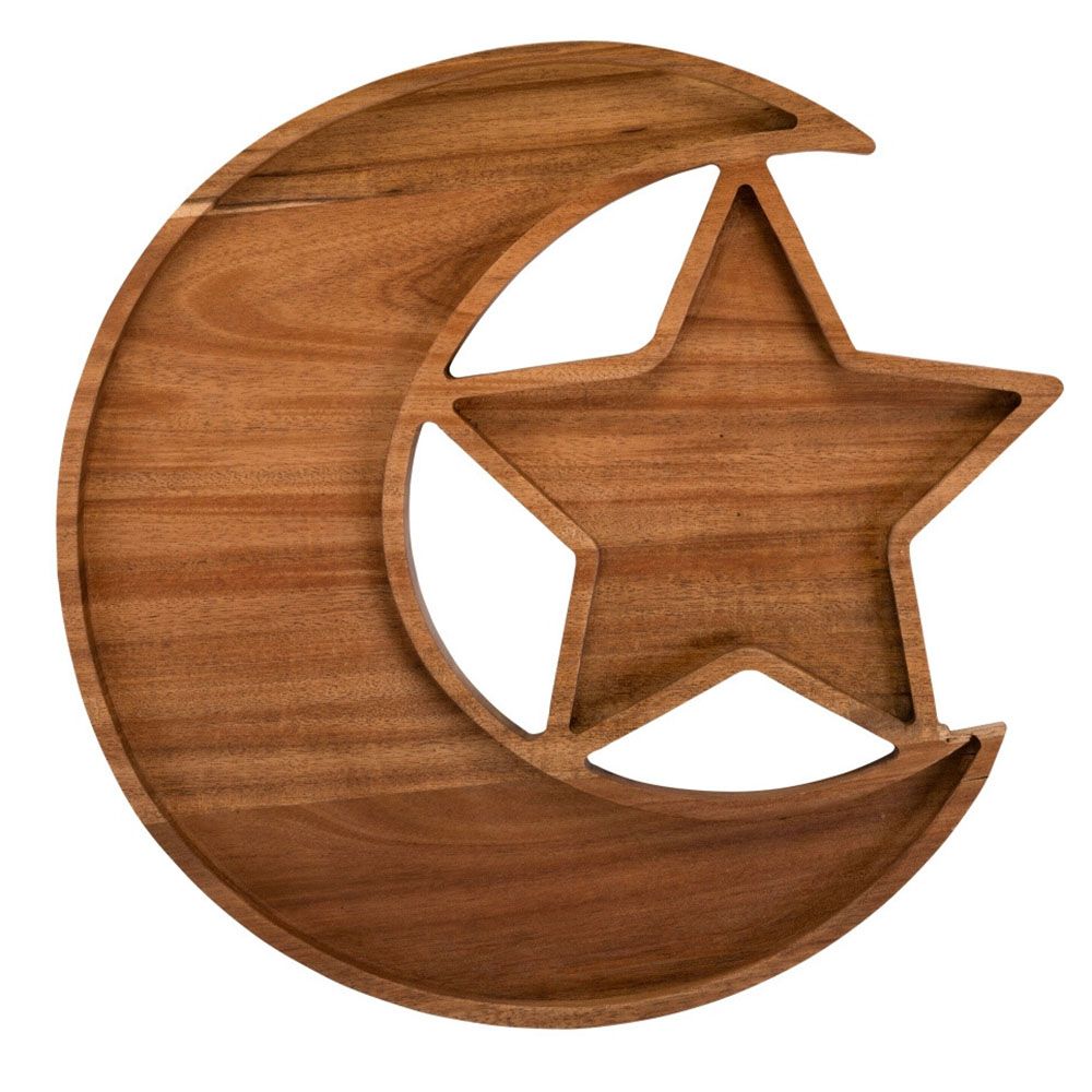 HilalFul - Hilal & Star Premium Wooden Platter - Brown