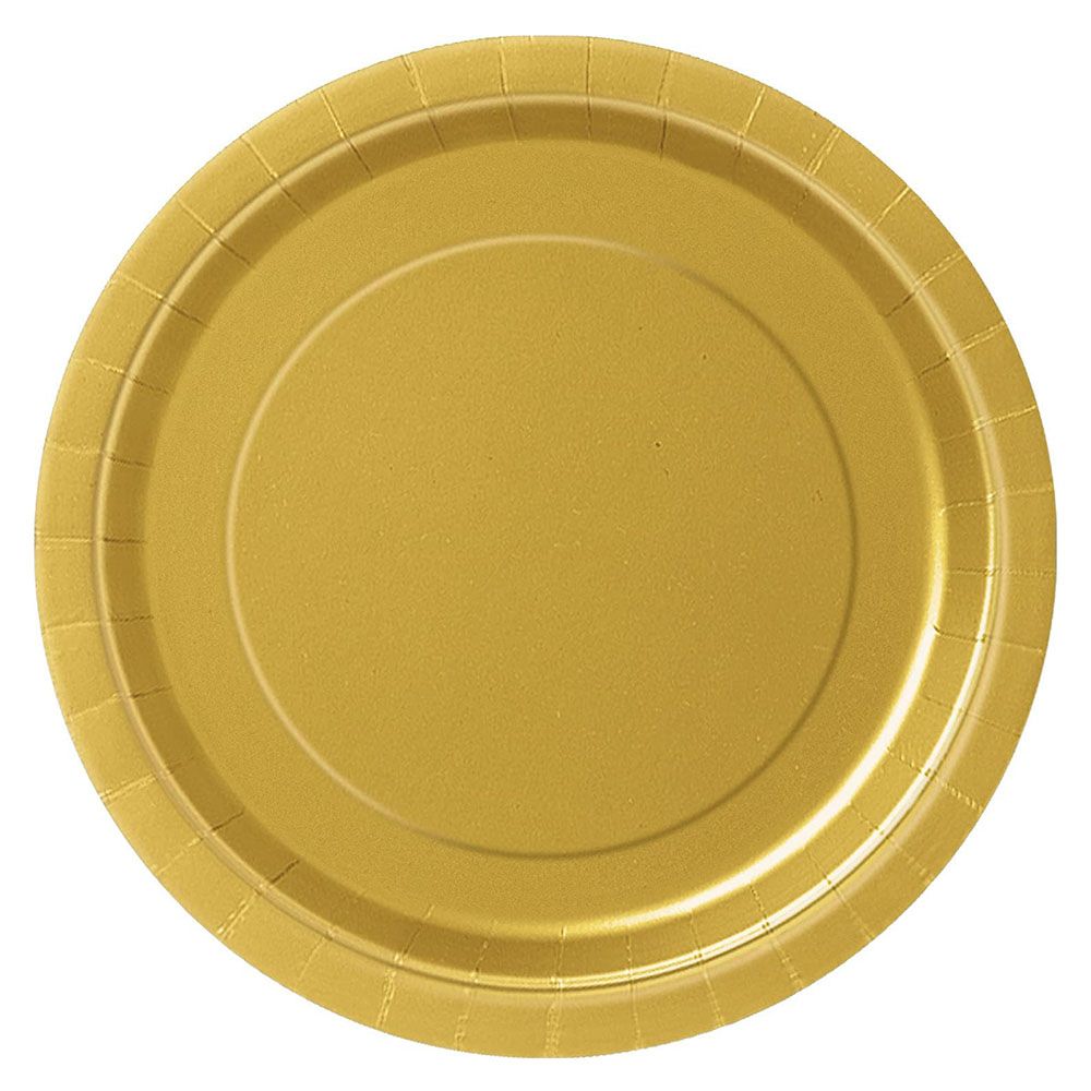 Unique - Round Party Plate - Gold - 18 cm - Pack of 8