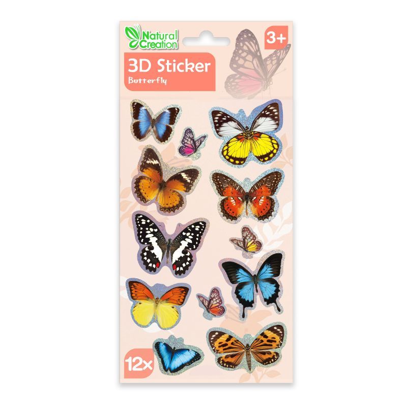 Avenir - 3D Butterfly Stickers - Pack of 1 - 12Pcs