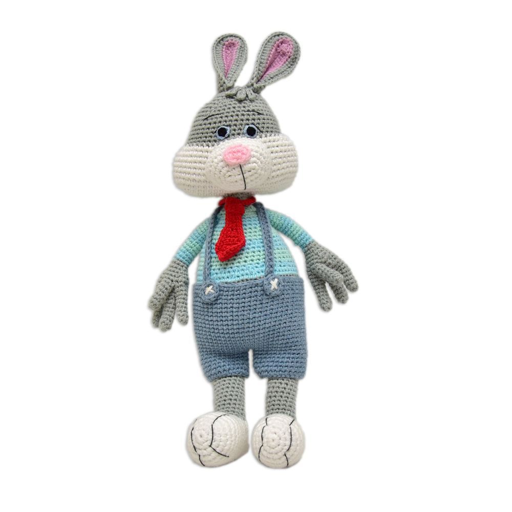 Happy Threads - Handmade Crocheted Cute Handmade Jasper The Bunny 16 Inch - Multicolour